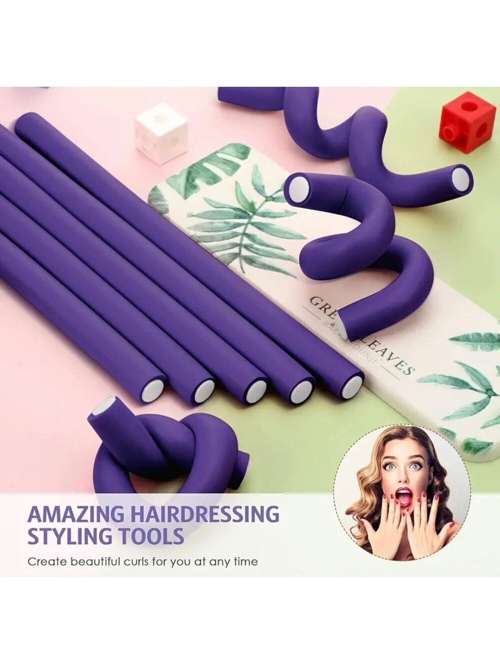 New - 10Pcs Heatless Flexible Hair Rollers Set - No Heat Damage
